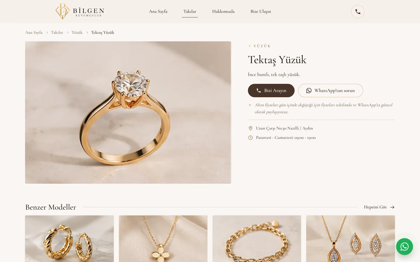 Screenshot of the Bilgen Kuyumculuk website 2