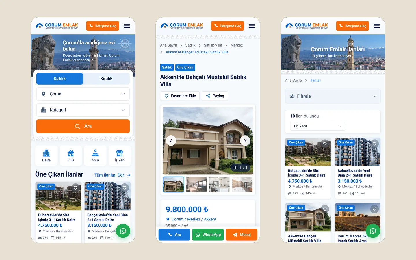 Çorum Emlak web sitesi ekran görüntüsü 4