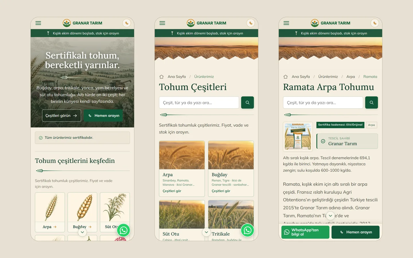 Granar Tarım web sitesi ekran görüntüsü 4