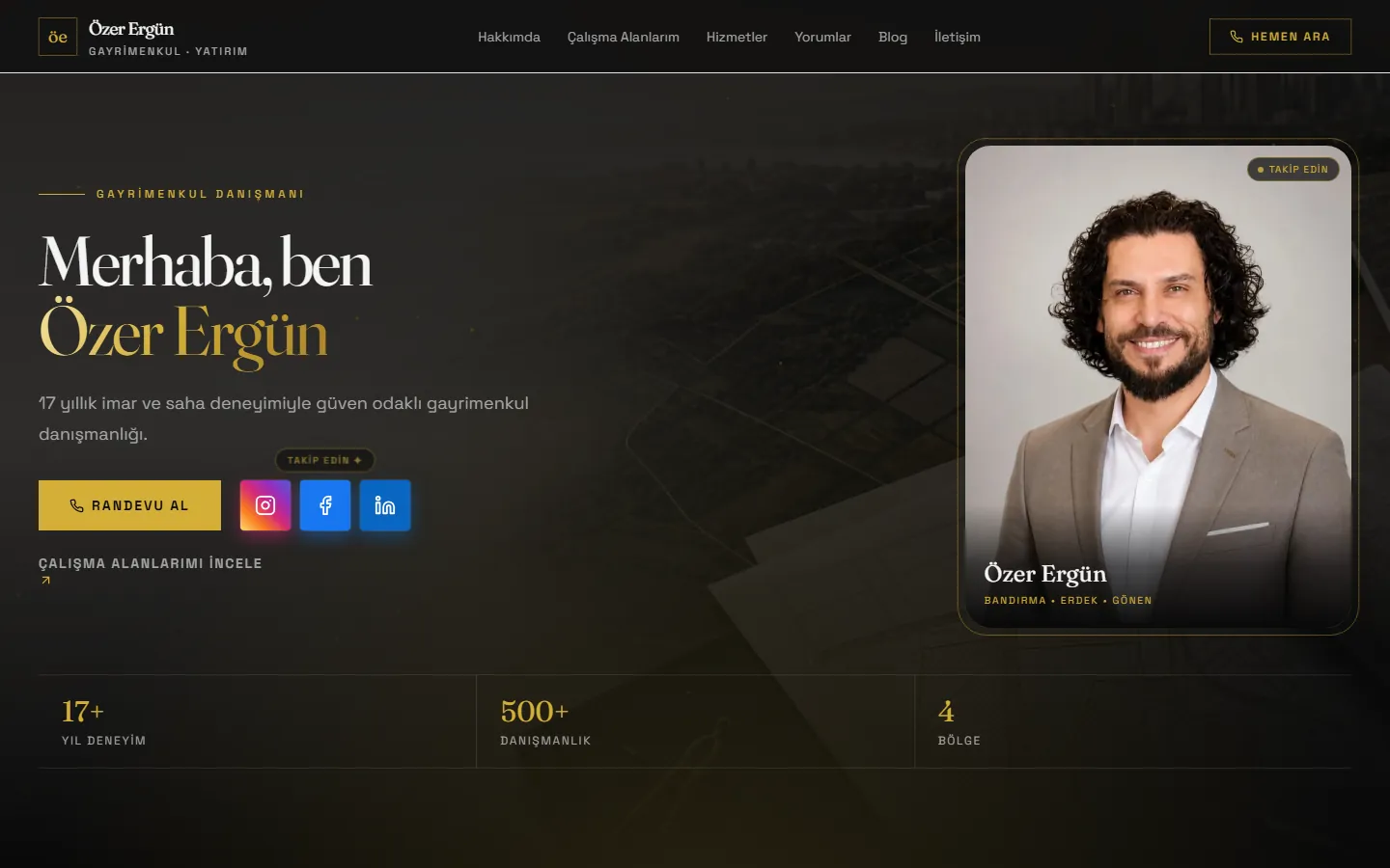 Screenshot of the Özer Ergün website 1