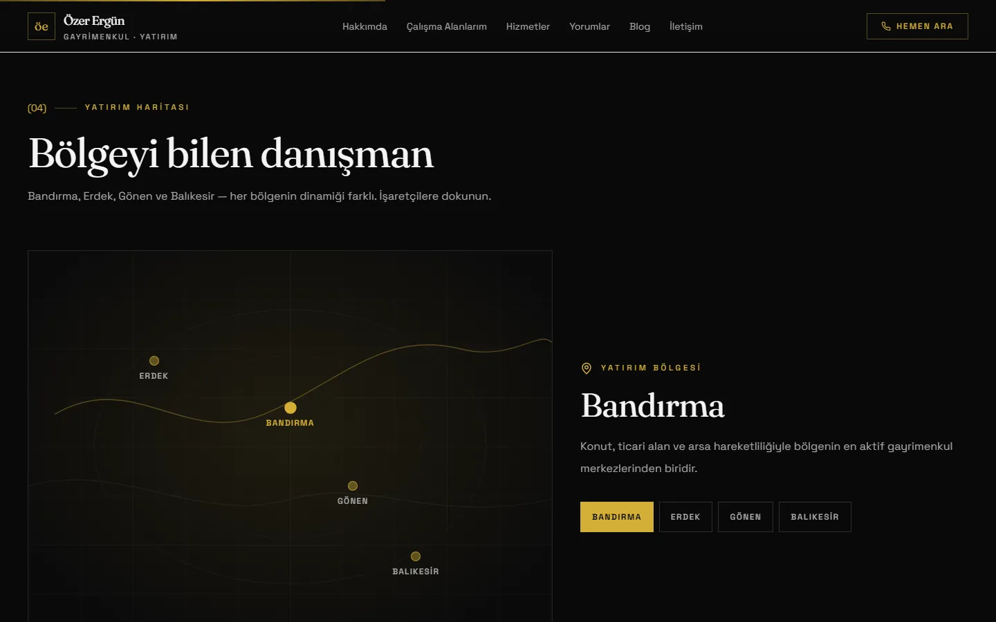 Screenshot of the Özer Ergün website 3