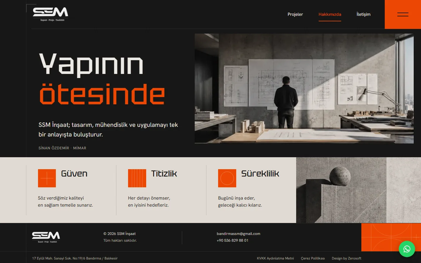 SSM İnşaat web sitesi ekran görüntüsü 2