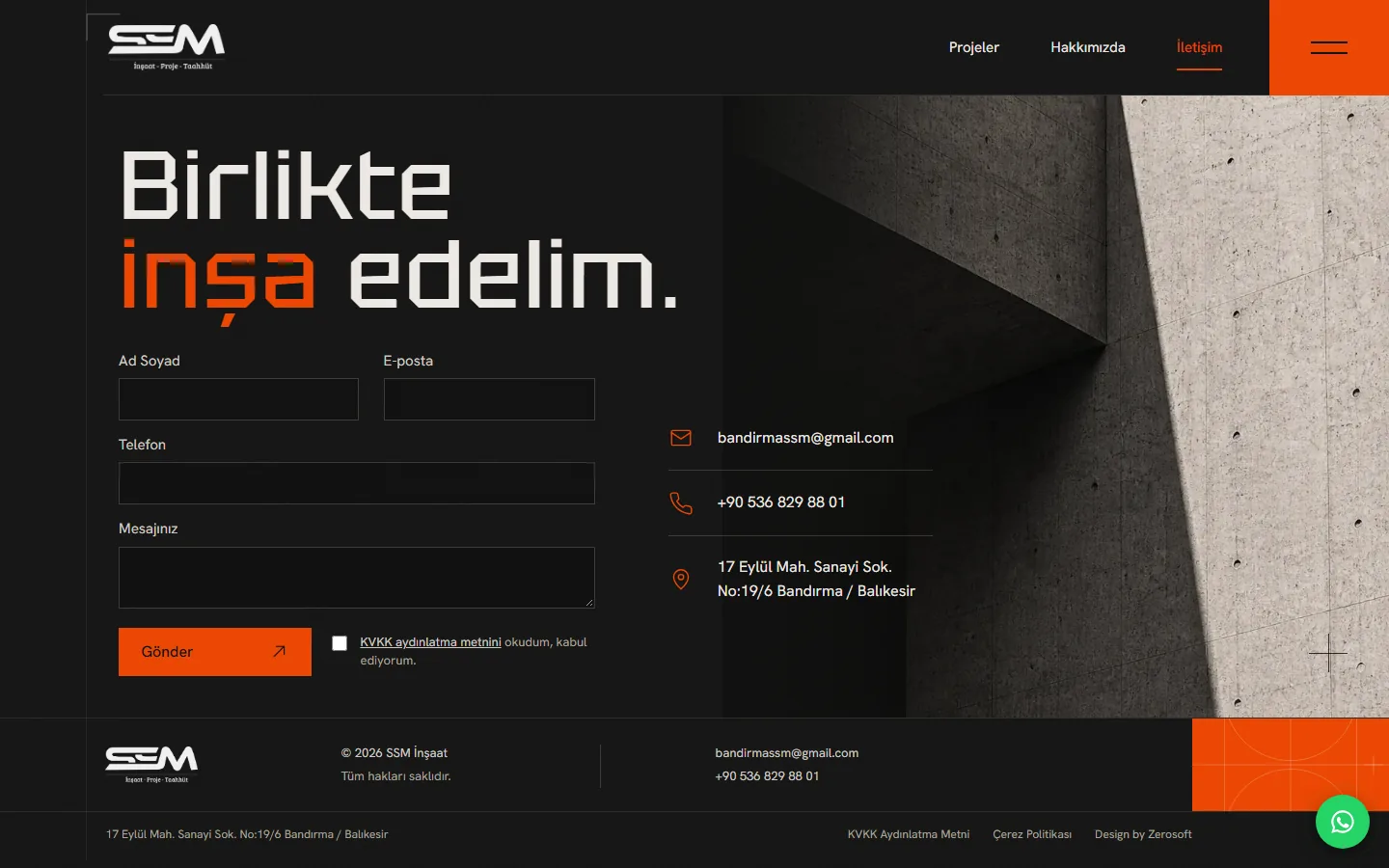 SSM İnşaat web sitesi ekran görüntüsü 3