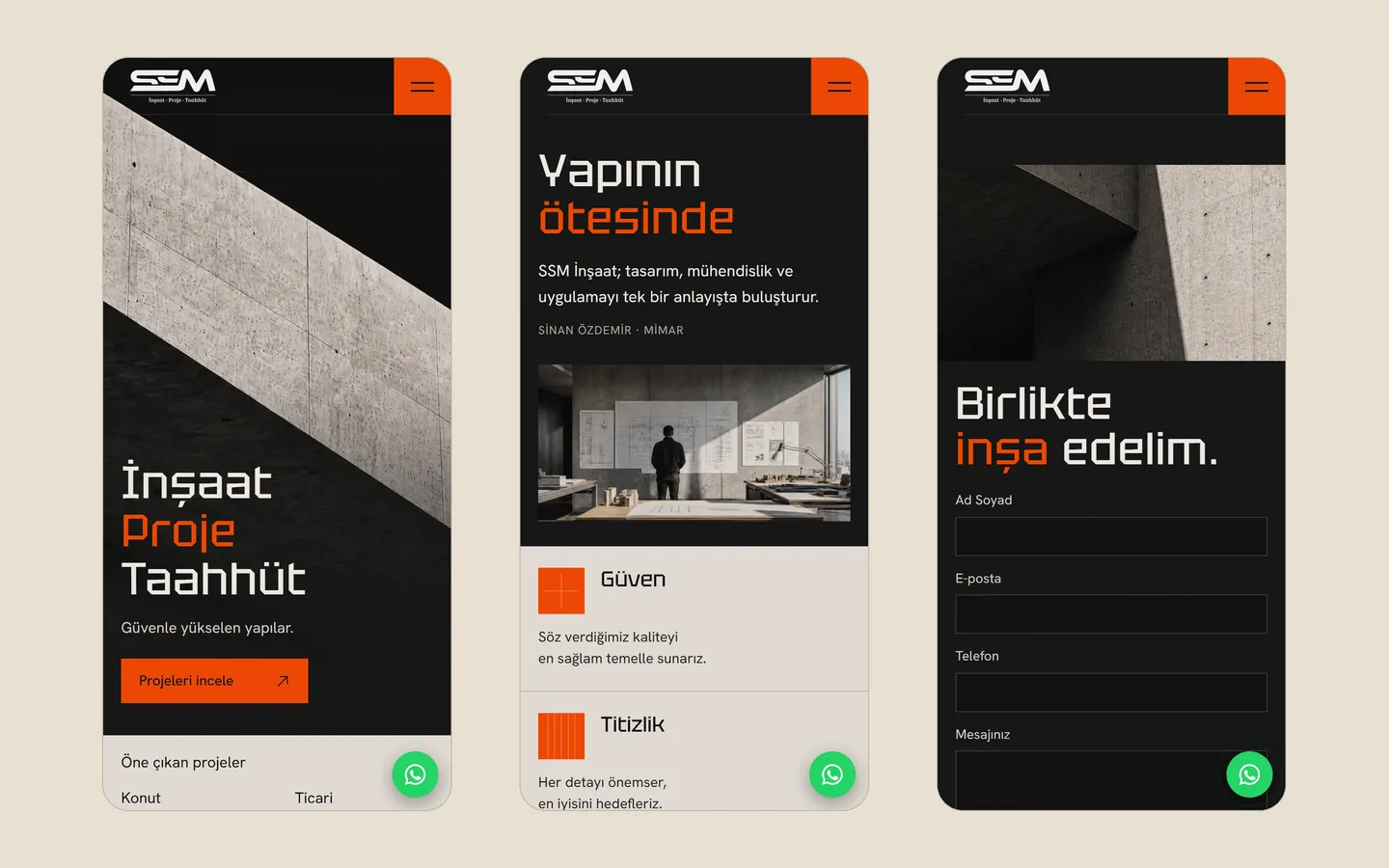 SSM İnşaat web sitesi ekran görüntüsü 4