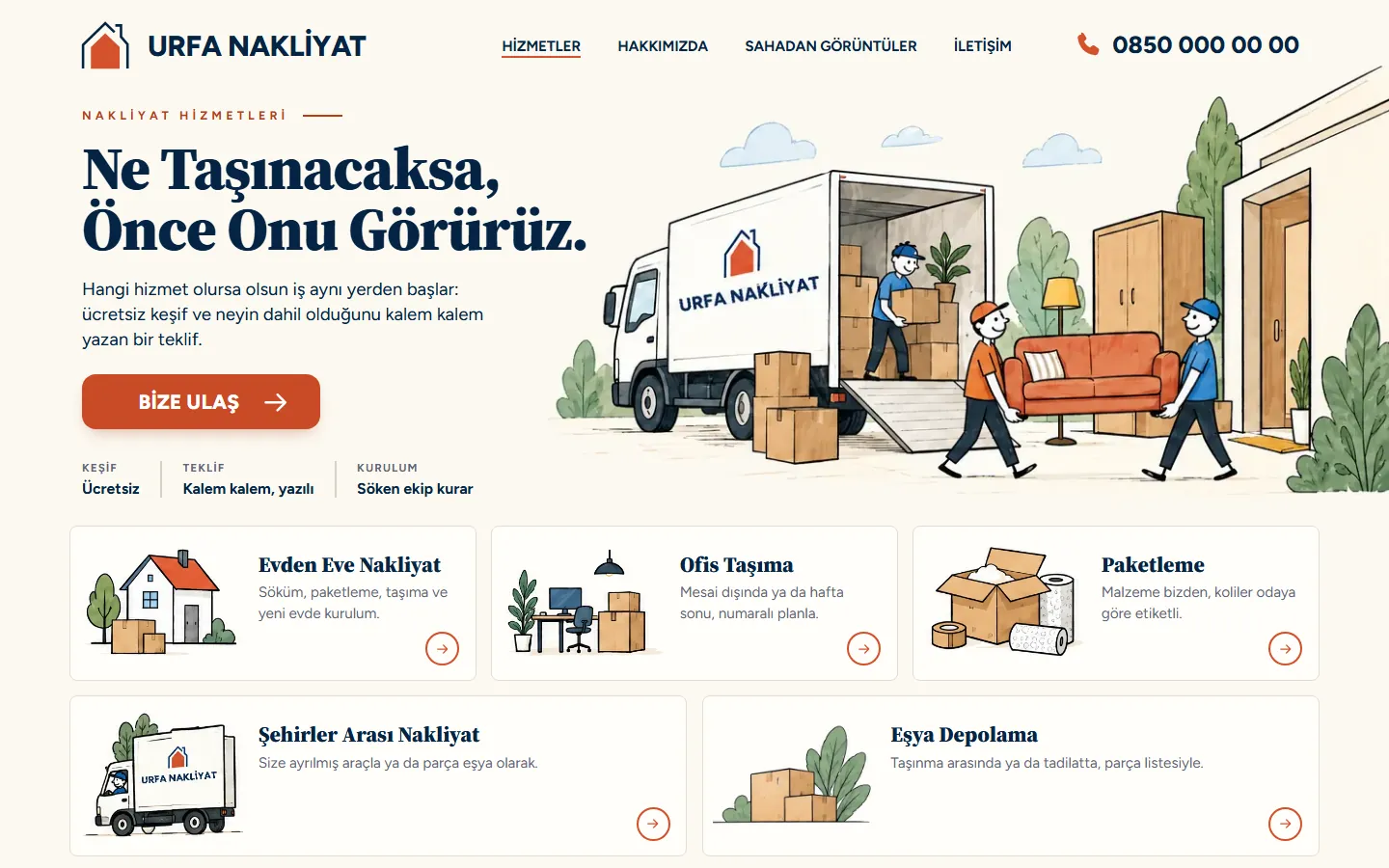 Urfa Nakliyat web sitesi ekran görüntüsü 2